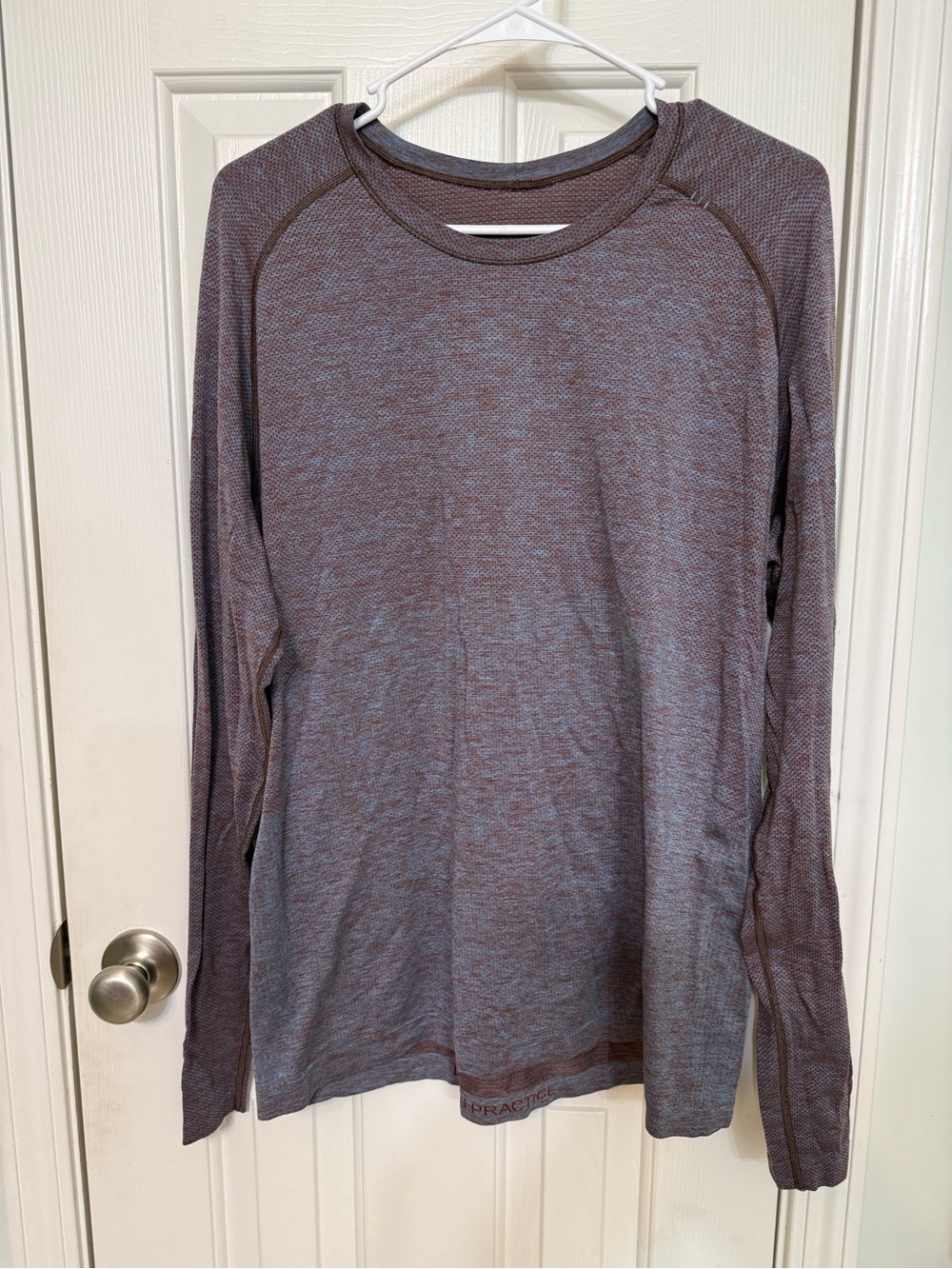 lululemon Metal Vent Long Sleeve Tee in Heathered Blue and Brown